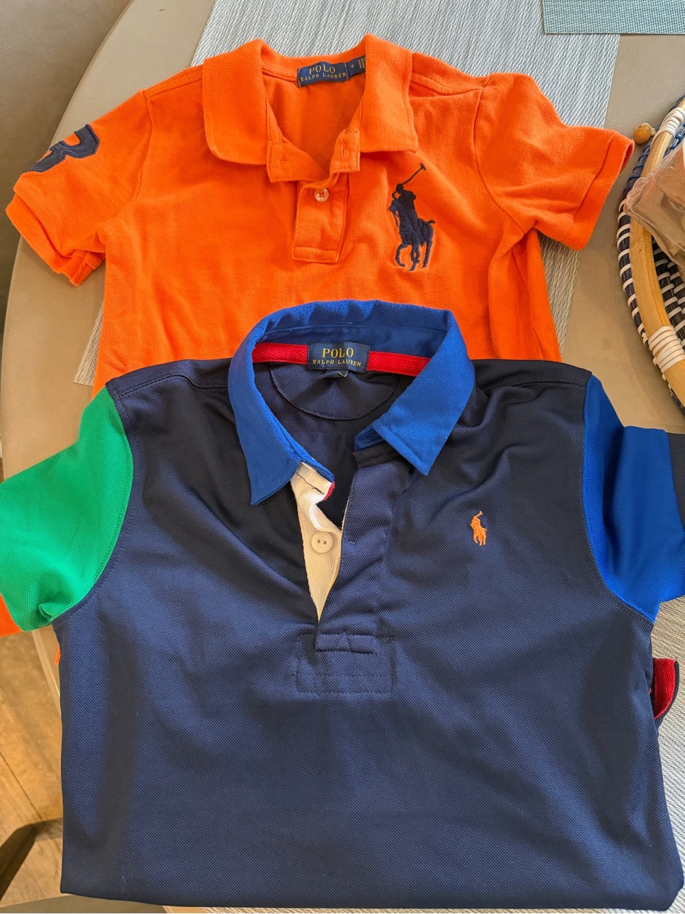 Ralph Lauren Kids Orange Polo and Navy Colorblock Rugby Shirt